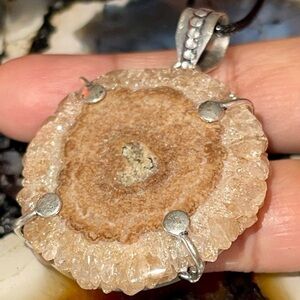 Large Round Solar Quartz Pendant 2 1/4”